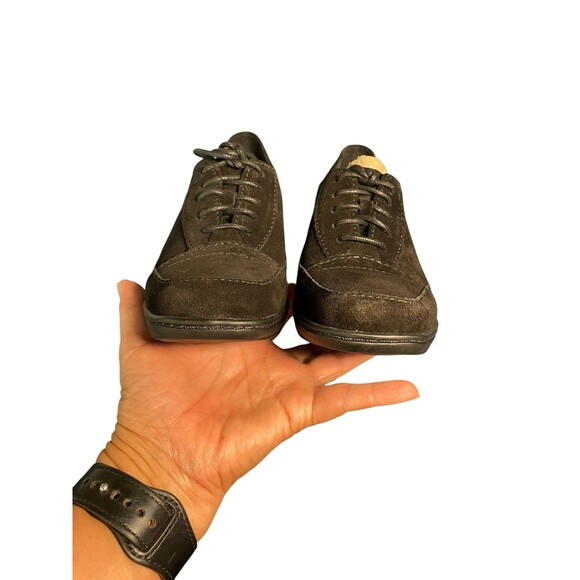 Women's Clarks Bendables Black Suede Oxford Lace-Up Pumps Shoes 80892 - 7 - Picture 8 of 12